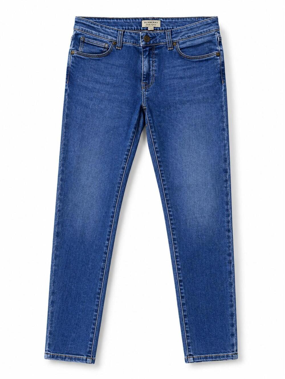 Burberry London Low Rise Skinny Jeans | Blue Denim w/ Contrast Stitch W29